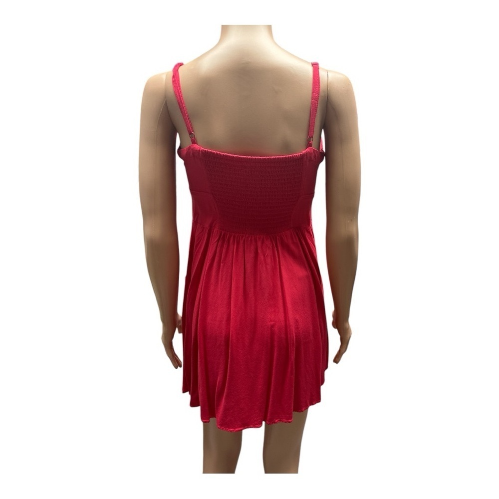 Express - EC - Red Faux Button-Front Dress Size Medium - Picture 2 of 3